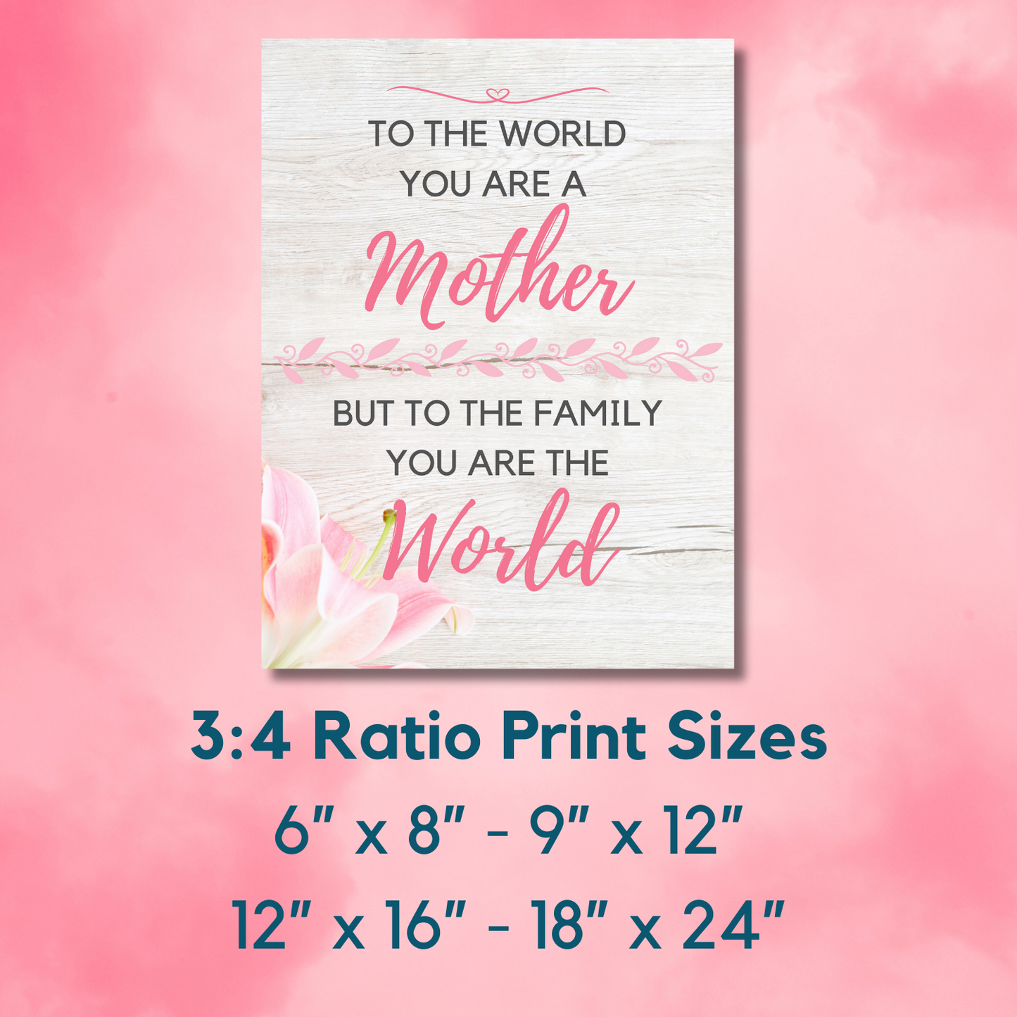 Mother You Are the World Wall Art Mother's Day Gift for Mom (unlimited print options)