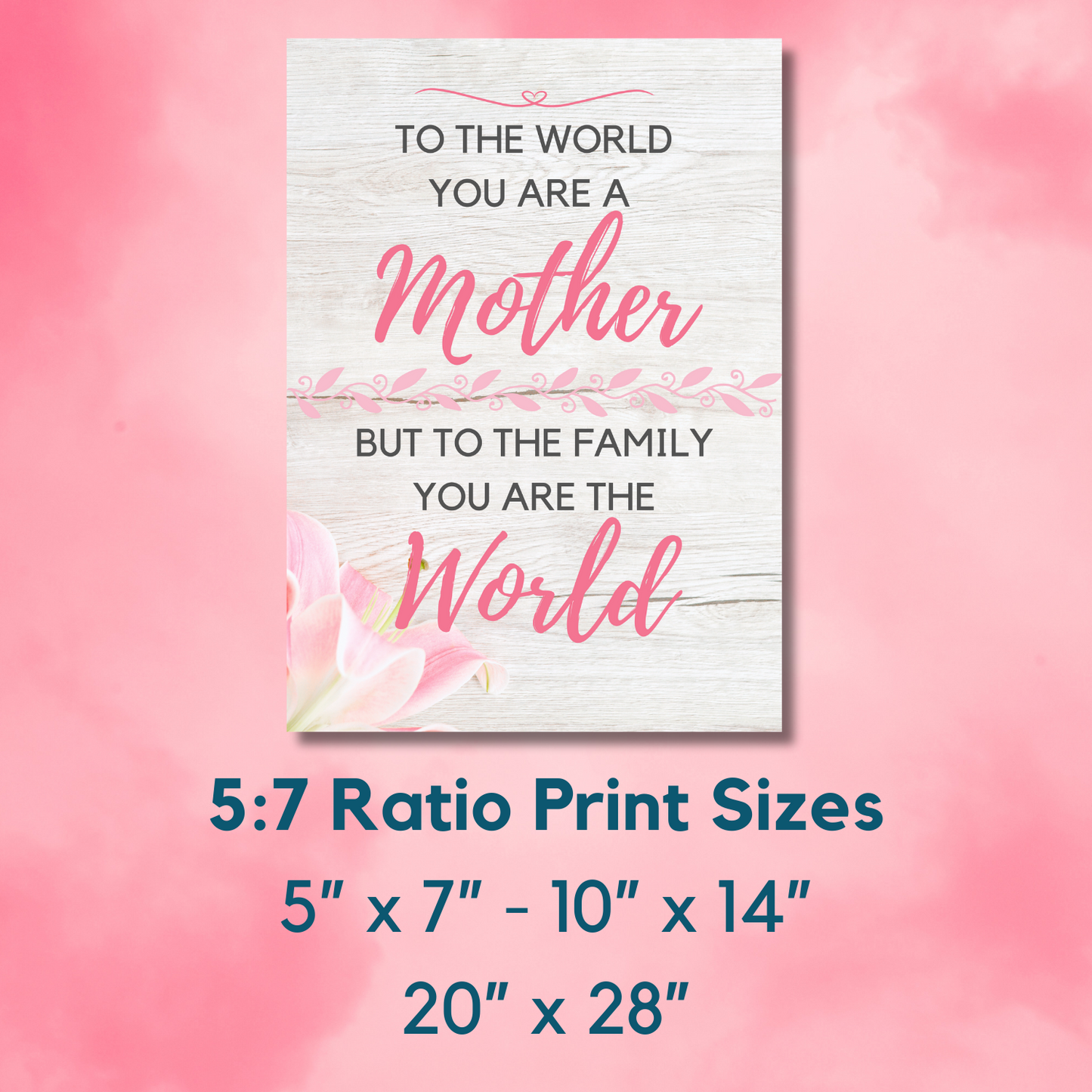 Mother You Are the World Wall Art Mother's Day Gift for Mom (unlimited print options)