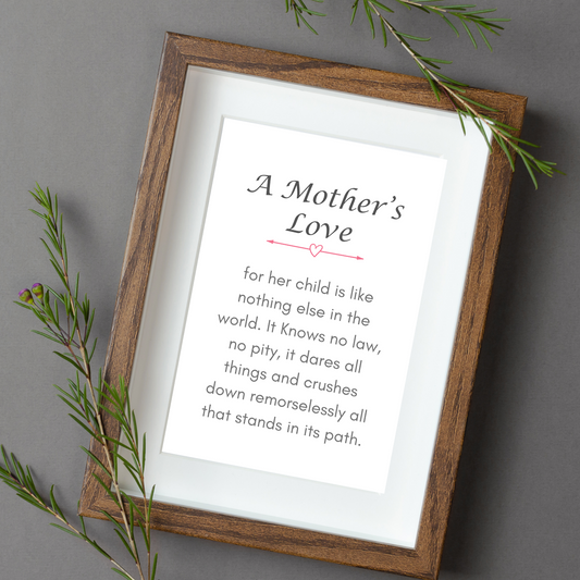 A Mother's Love Poem Wall Art Mother's Day Gift for Mom Print (unlimited print options)