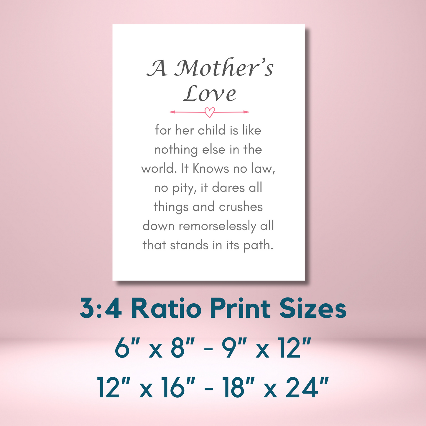 A Mother's Love Poem Wall Art Mother's Day Gift for Mom Print (unlimited print options)