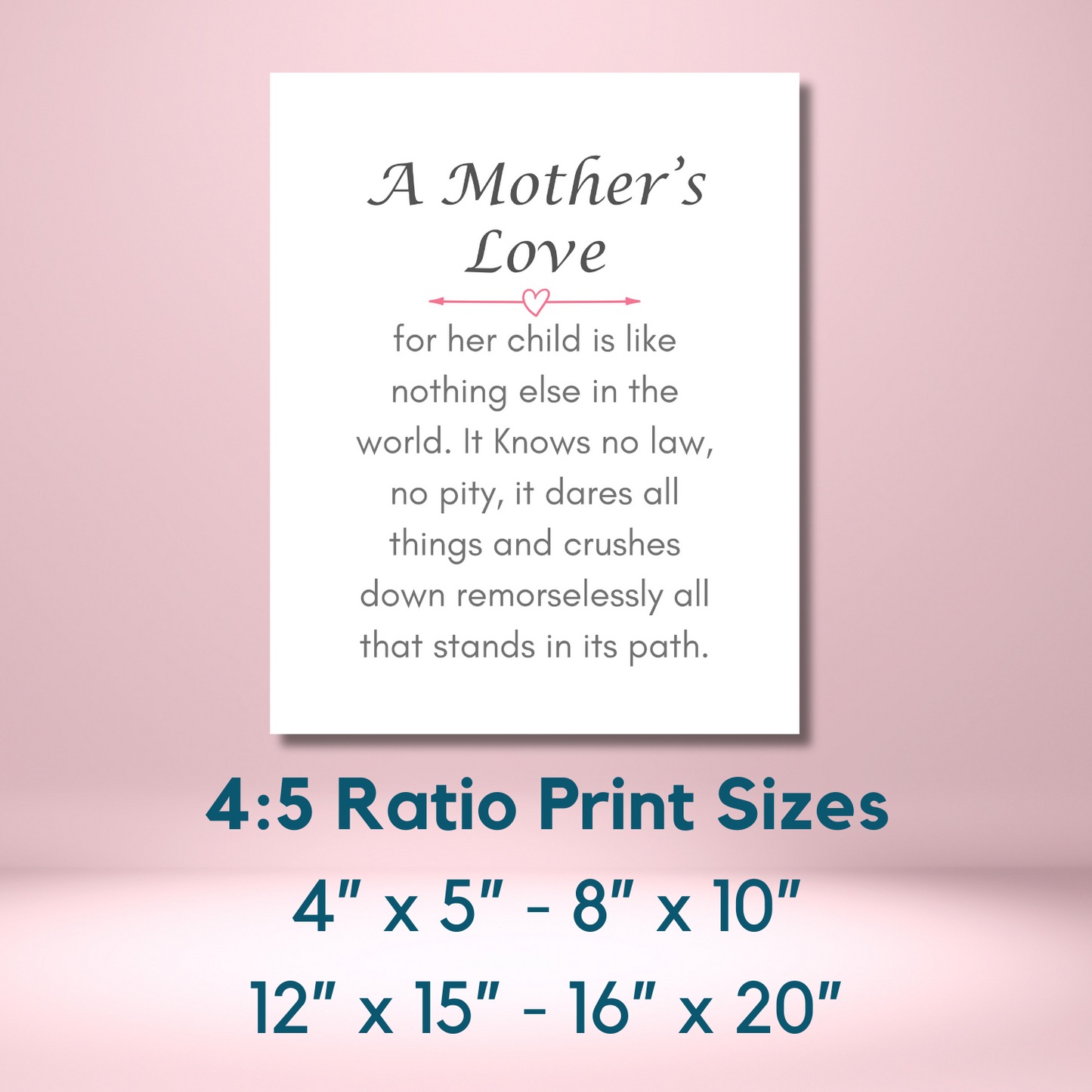 A Mother's Love Poem Wall Art Mother's Day Gift for Mom Print (unlimited print options)