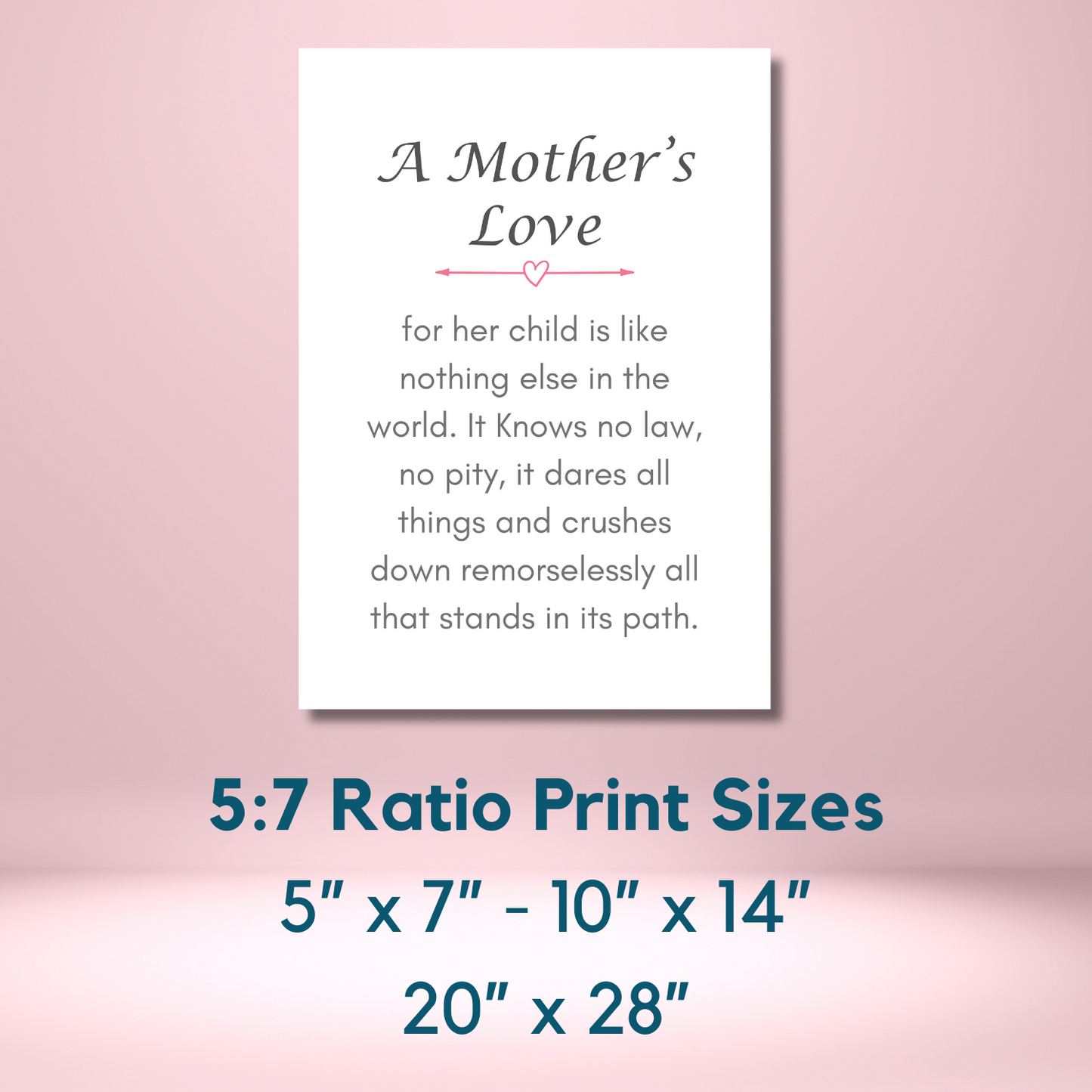 A Mother's Love Poem Wall Art Mother's Day Gift for Mom Print (unlimited print options)