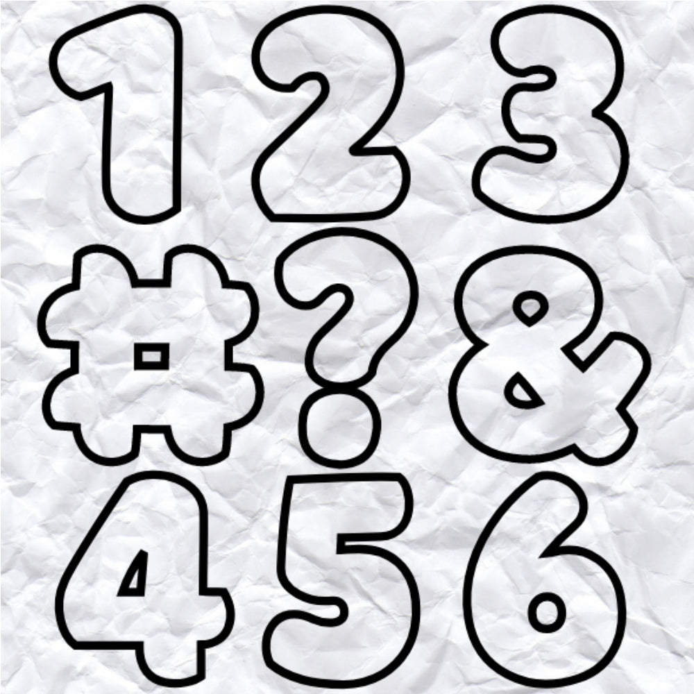 Bubble Letter, Number, & Symbols Printables (80 pages)