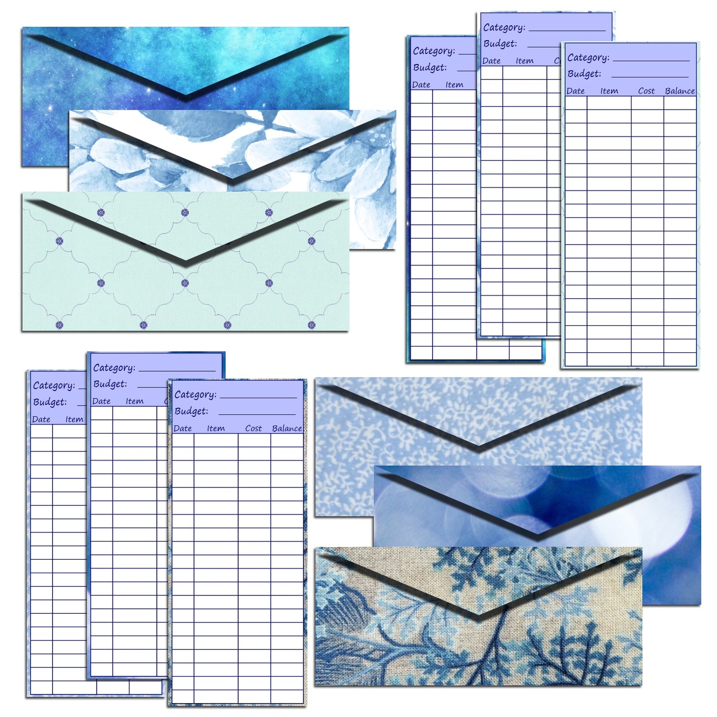 Cash Envelope Templates (BLUE)