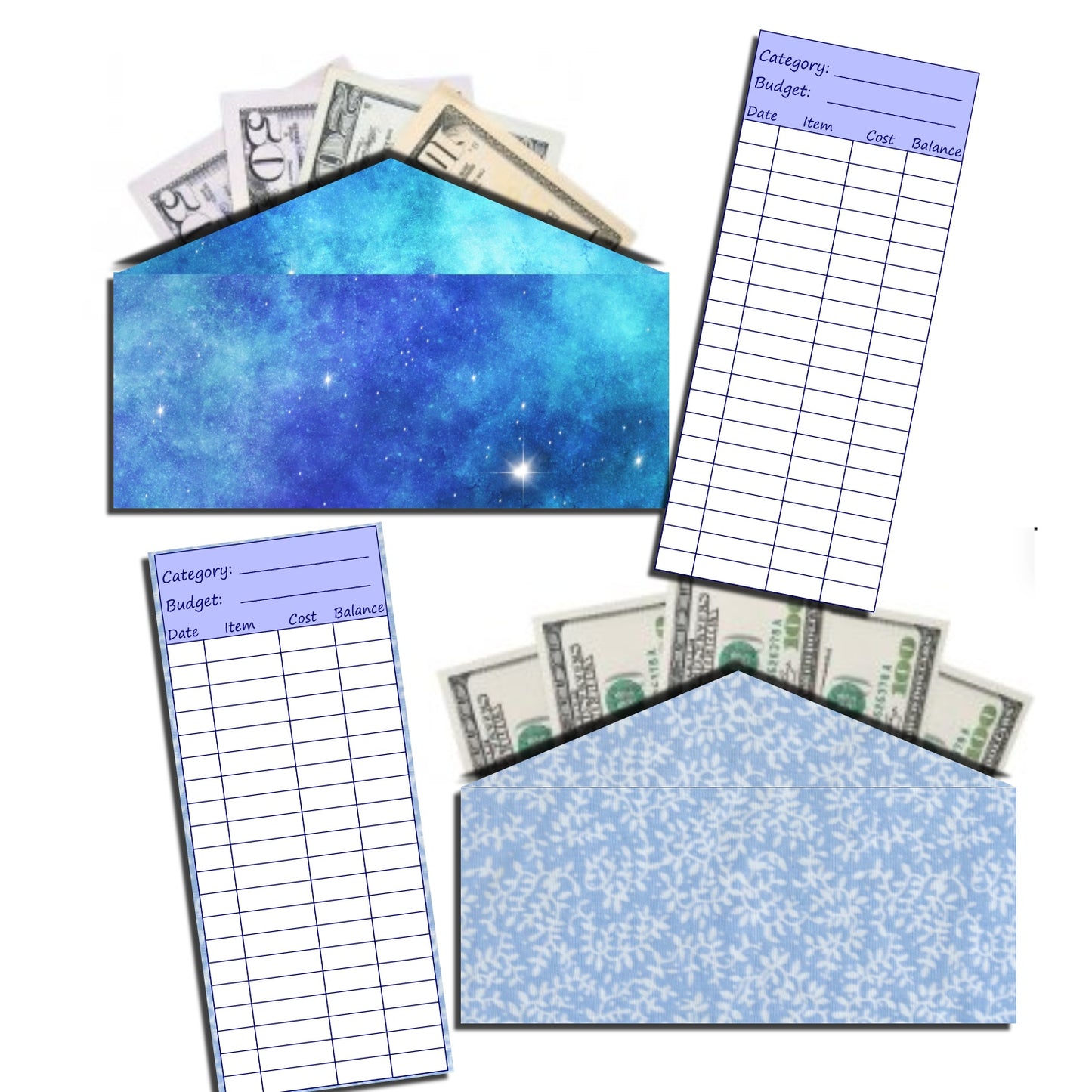 Cash Envelope Templates (BLUE)