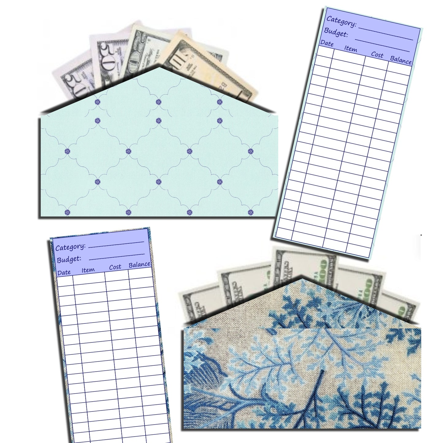 Cash Envelope Templates (BLUE)