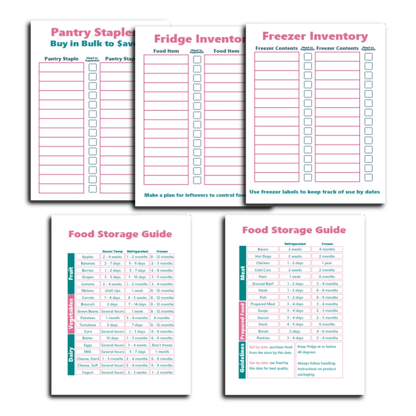 Food Inventory Tracking Sheets