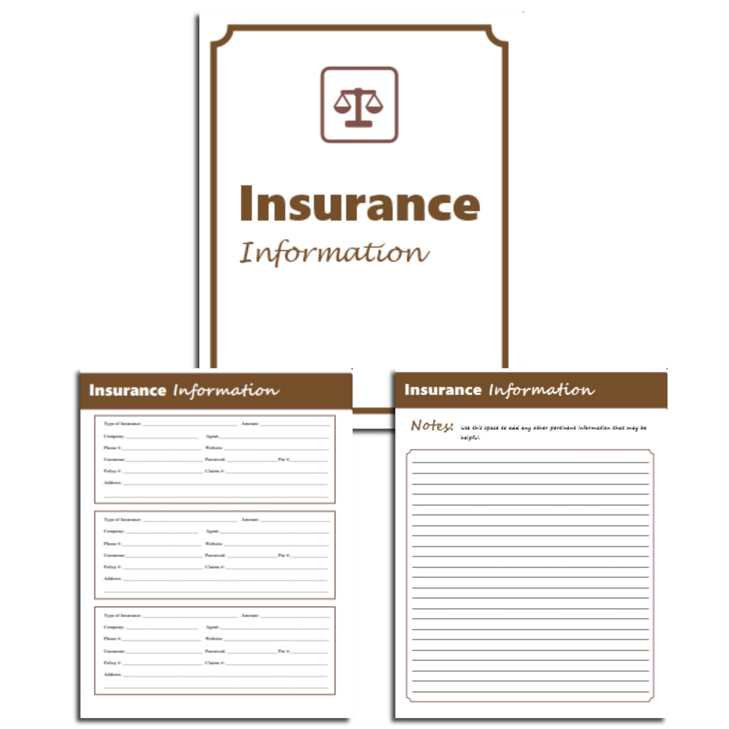 Insurance Information Worksheets