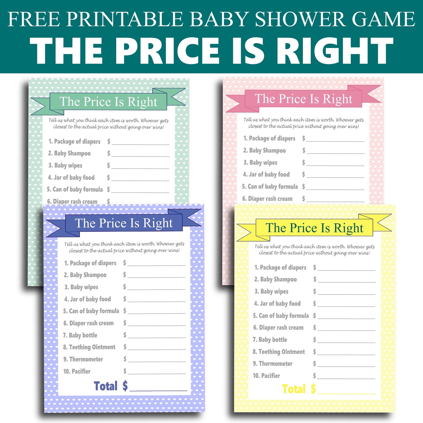 The Price Is Right Baby Shower Game Printables