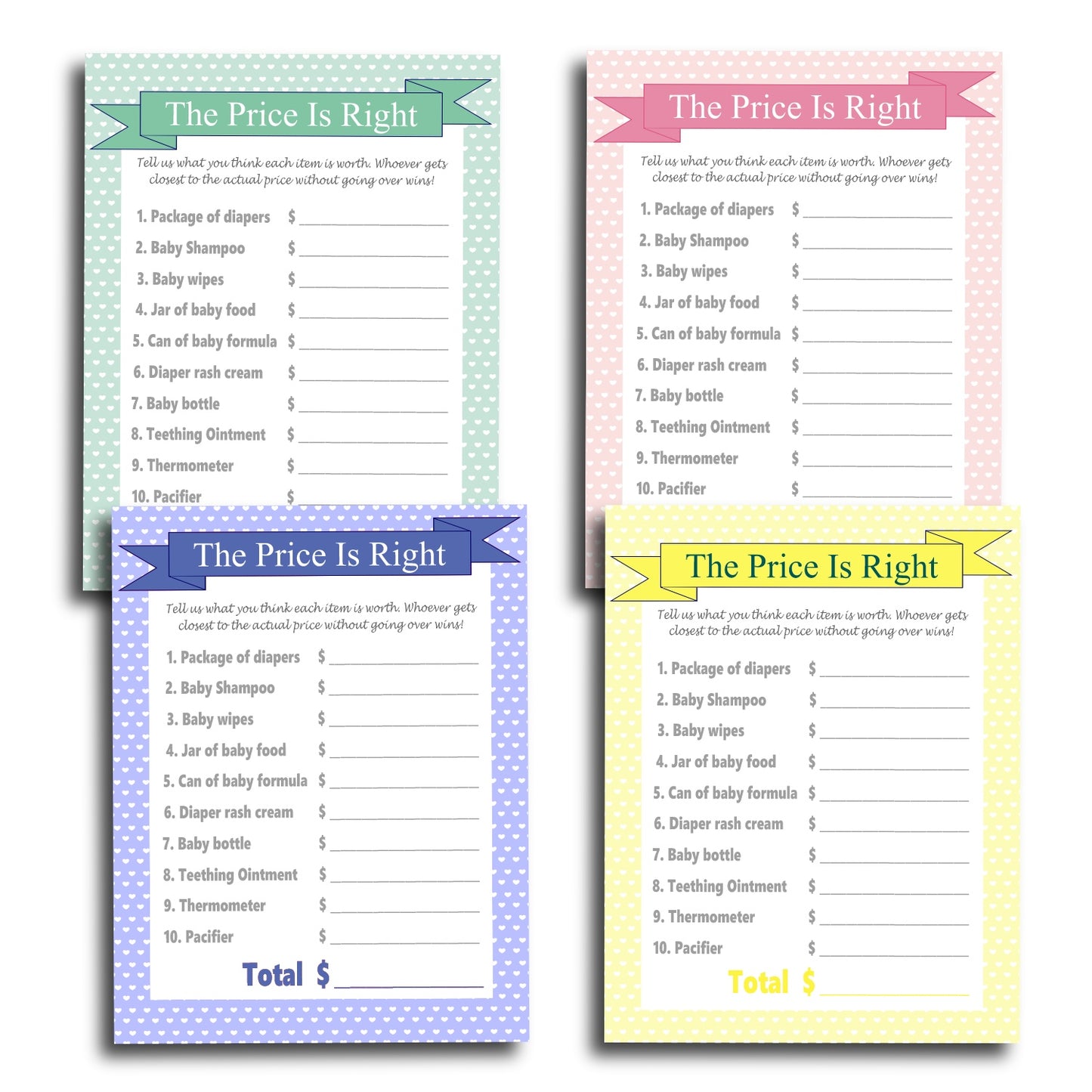 The Price Is Right Baby Shower Game Printables