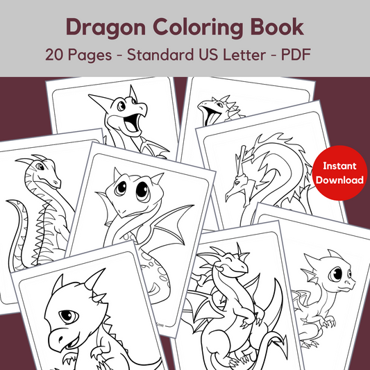 Dragon Coloring Book For Kids {20 pages}