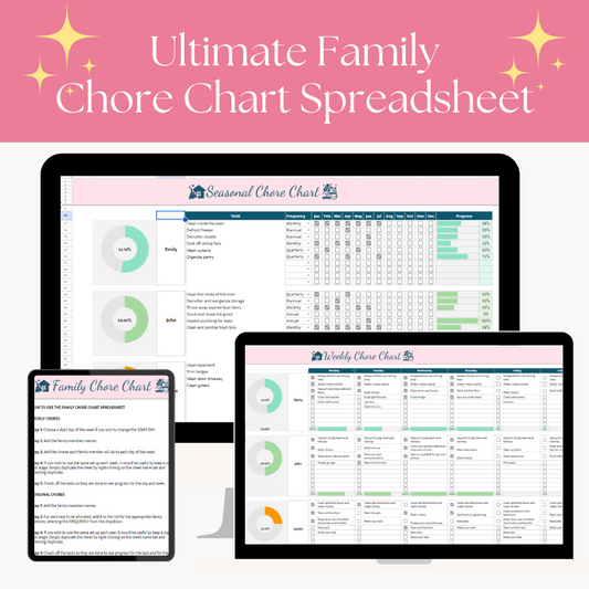 Ultimate Family Chore Chart Spreadsheet