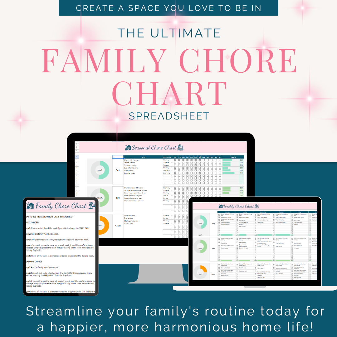 Ultimate Family Chore Chart Spreadsheet – Money Minded Mom Shop