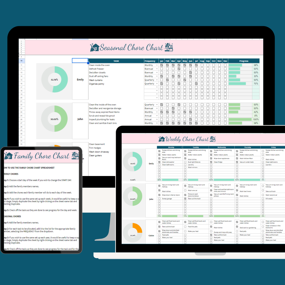 Ultimate Family Chore Chart Spreadsheet