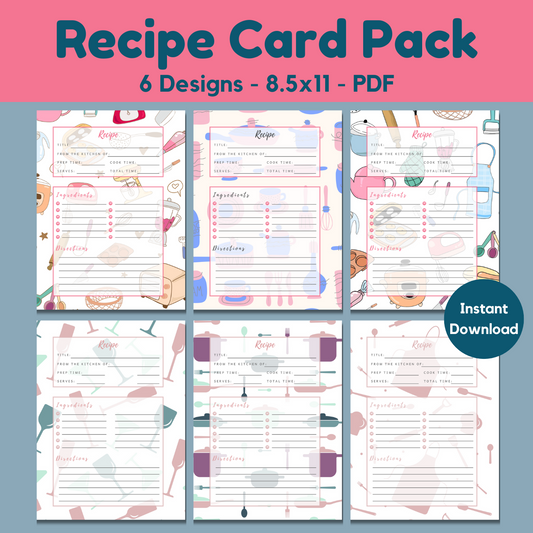 Recipe Card Printables (6 beautiful kitchen designs)