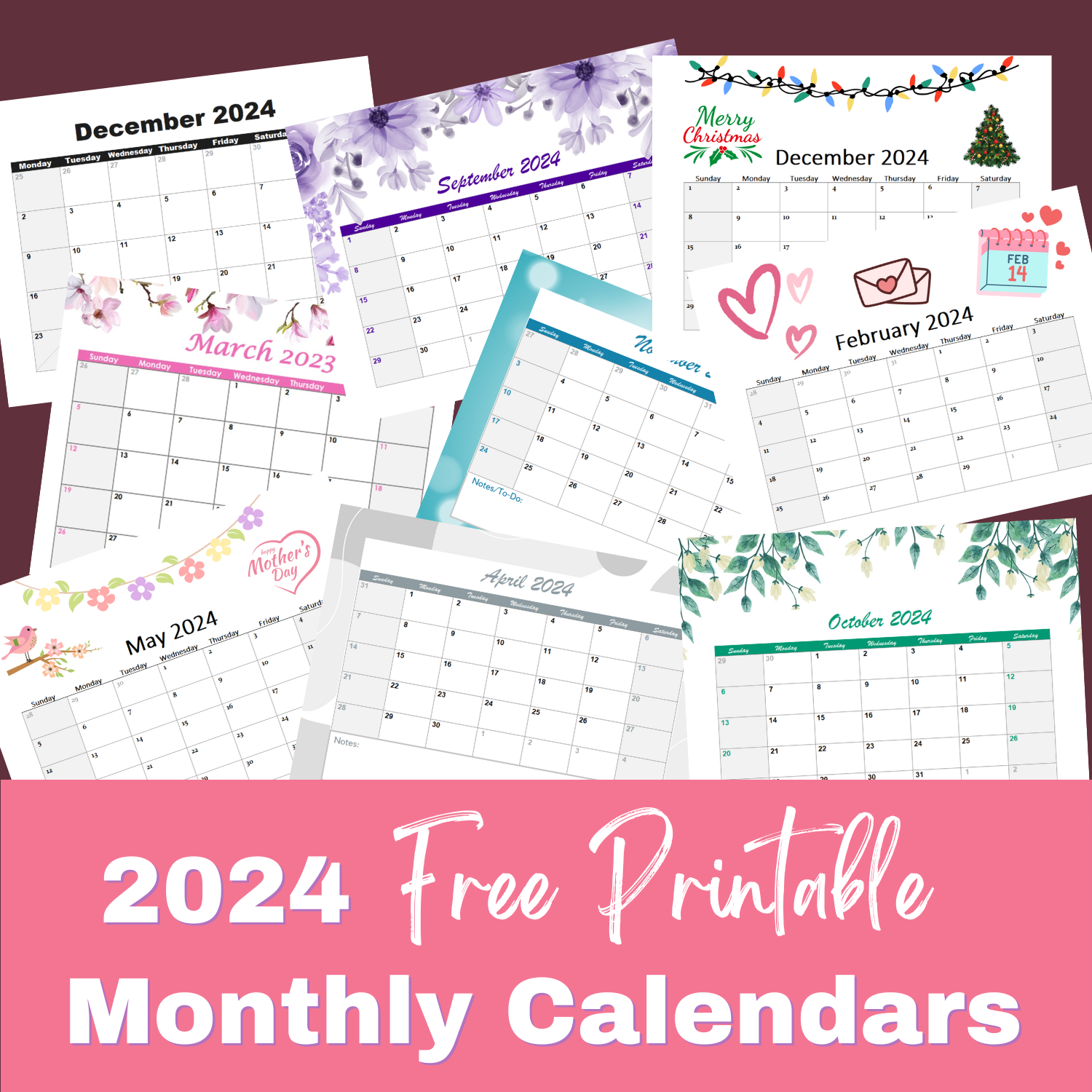 Free 2024 Printable Calendar – Money Minded Mom Shop