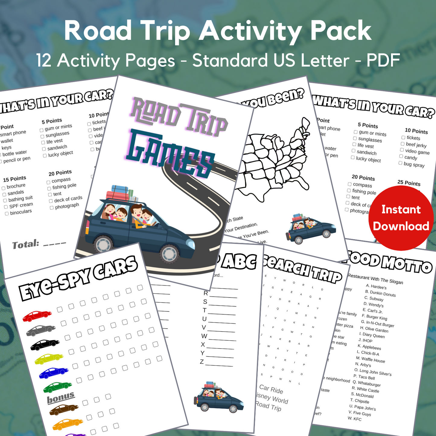 Road Trip Games Activity Pack
