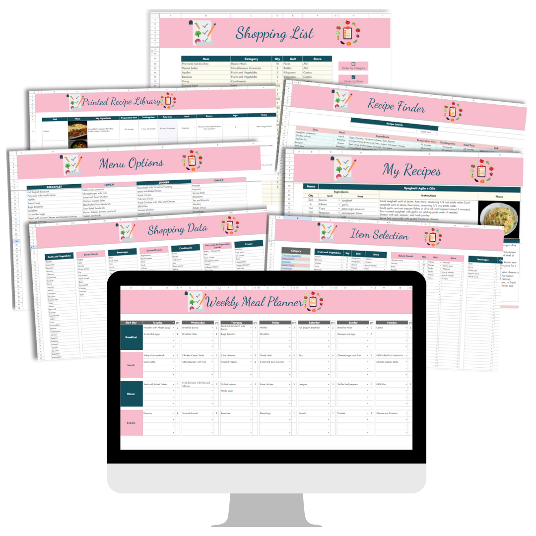 Ultimate Meal Planner Spreadsheet – Money Minded Mom Shop