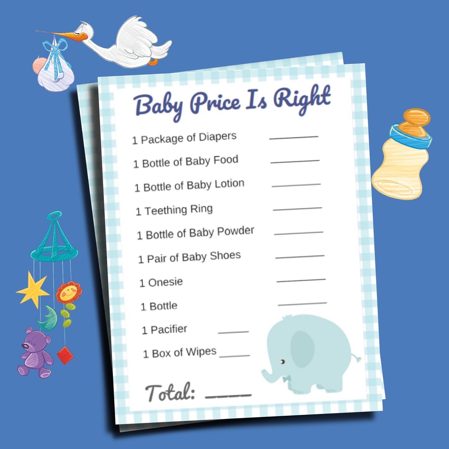 Blue Elephant The Price Is Right Baby Shower Game Printables