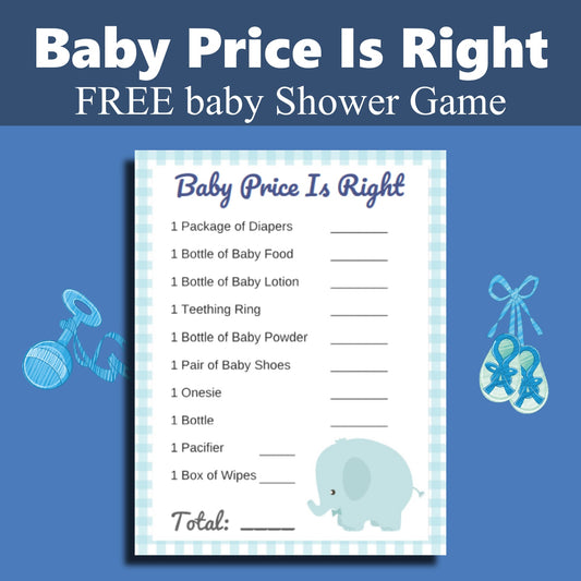 Blue Elephant The Price Is Right Baby Shower Game Printables
