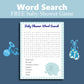 Blue Elephant Baby Shower Word Search Game