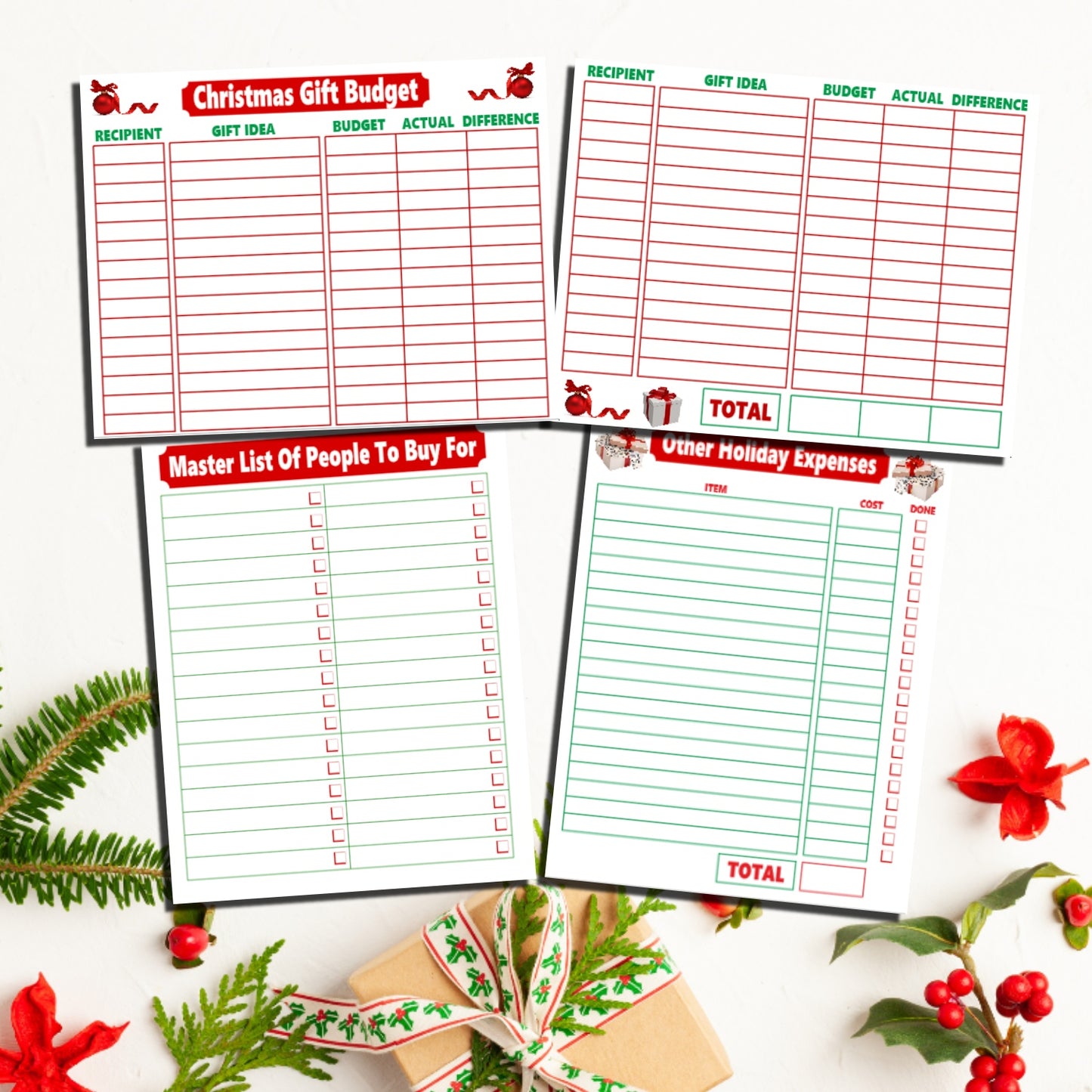 Christmas Budget Worksheets