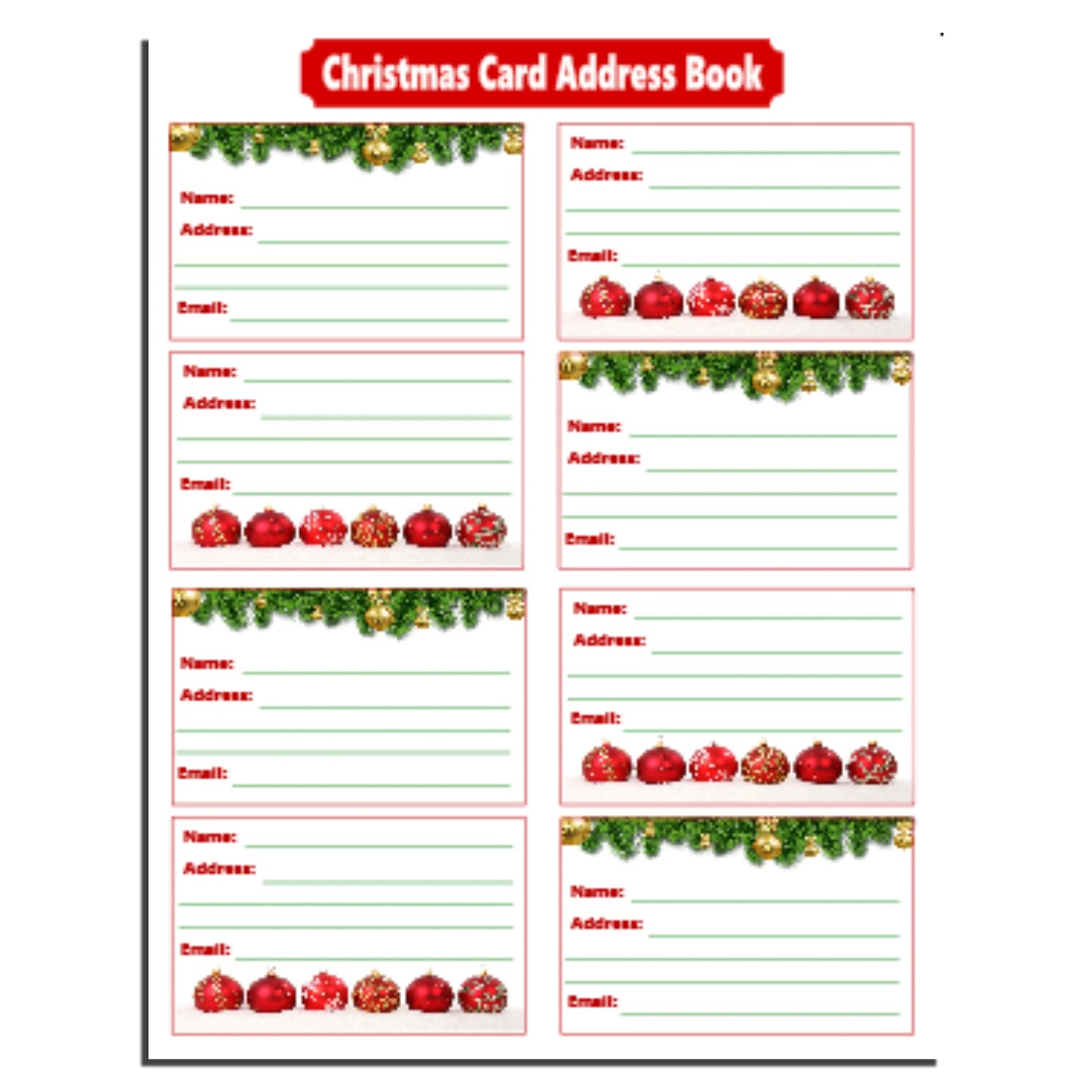 Christmas Card Address Book