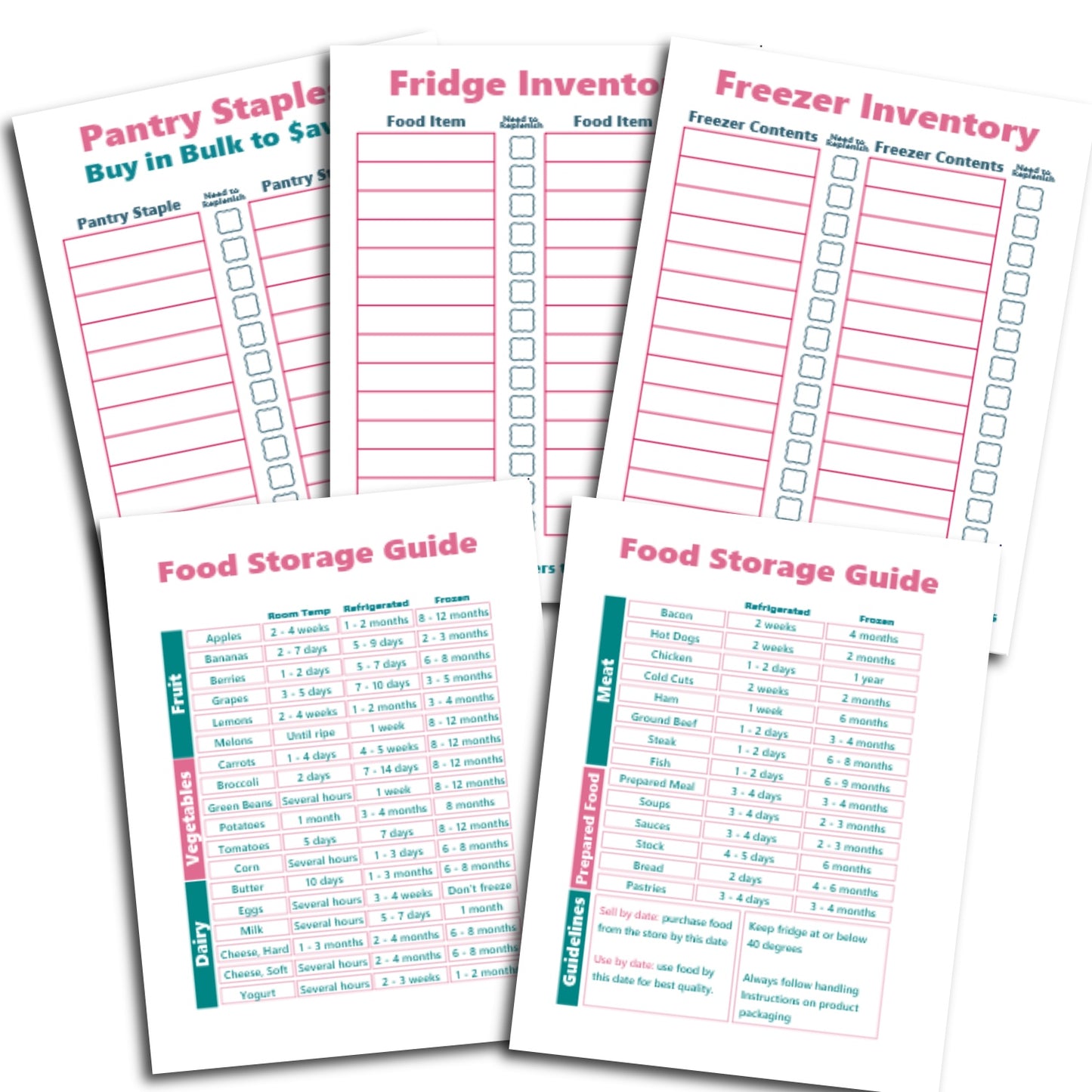 Food Inventory Tracking Sheets