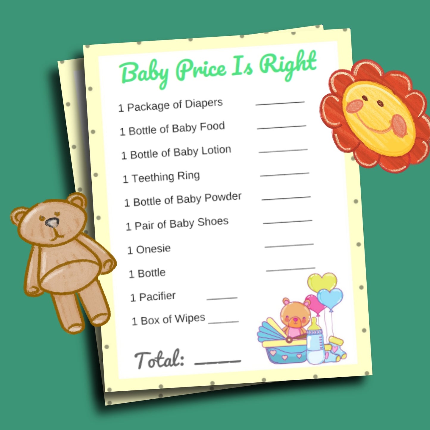 Teddy Bear The Price Is Right Baby Shower Game Printables