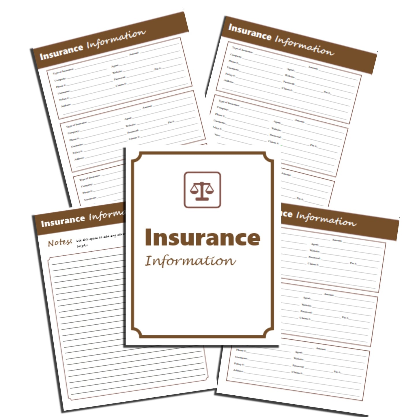 Insurance Information Worksheets