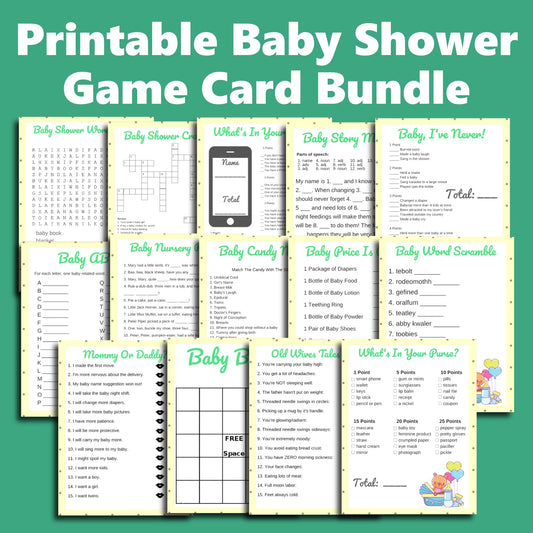 Teddy Bear Printable Baby Shower Game Bundle (Gender Neutral)
