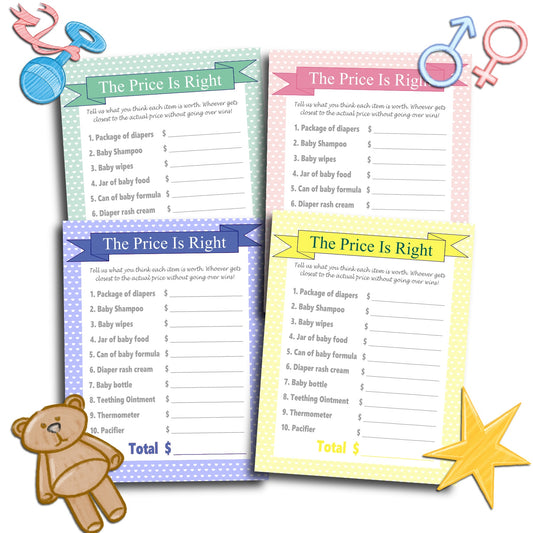 The Price Is Right Baby Shower Game Printables