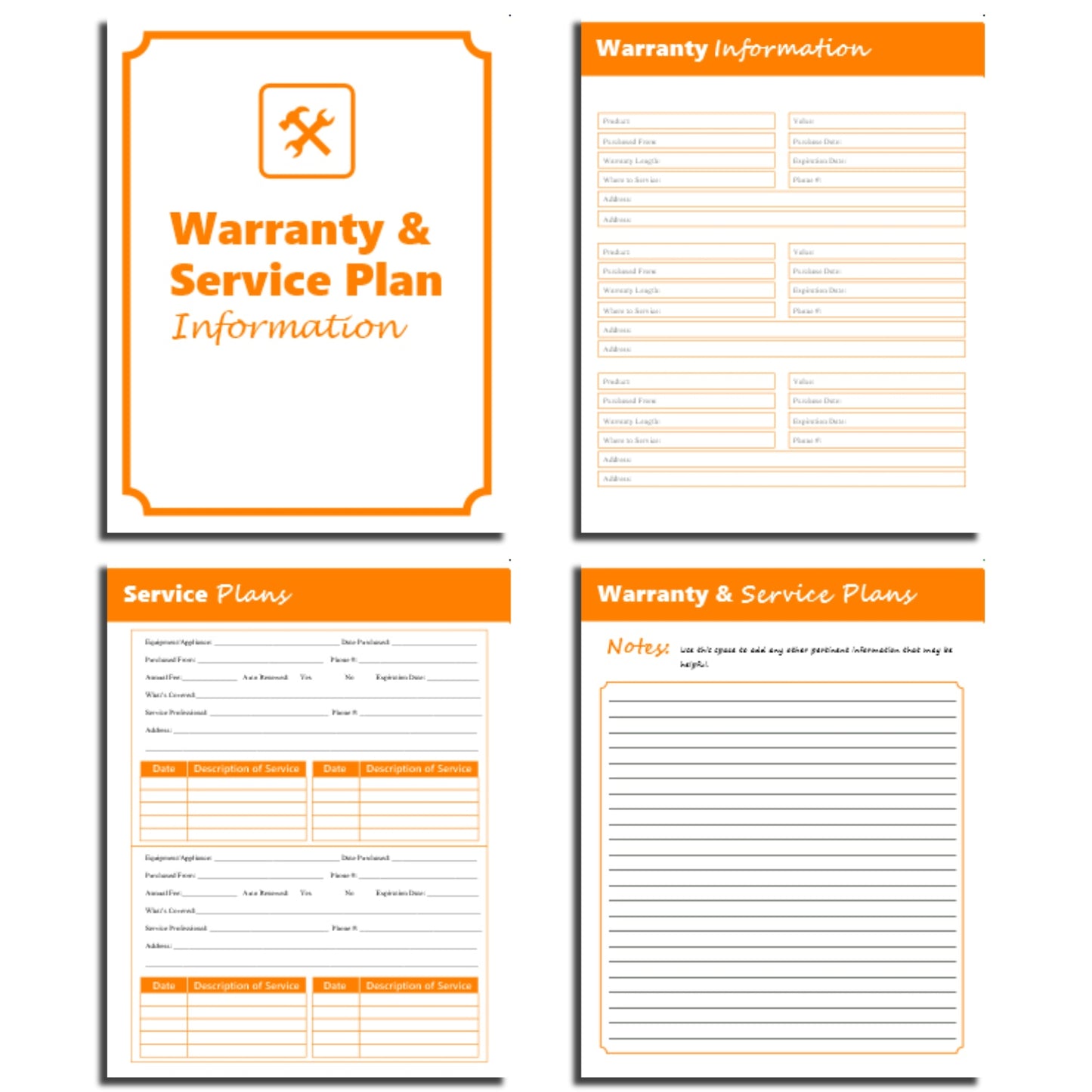 Warranty & Service Plan Information Tracker